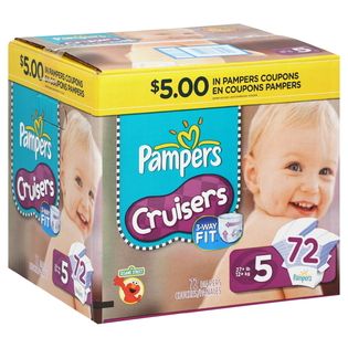 Pampers  Cruisers Diapers, Size 5 (27+ lb), Sesame Street, 72 diapers