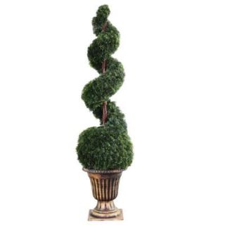 National Tree Company 66 in. Cedar Spiral Tree with Ball in Black and Gold Urn LCSB4 702 66