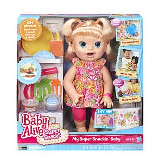 Baby Alive Super Snacks Snackin’ Sara Blonde   Toys & Games   Dolls