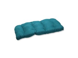 44" Pillow Perfect Tidal Teal Outdoor Patio Wicker Loveseat Cushion