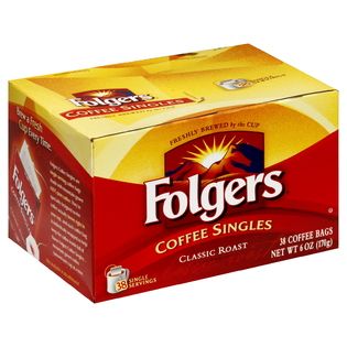 Folgers Coffee Singles, Classic Roast, 38 coffee bags [6 oz (170 g