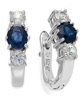 Sterling Silver Earrings, Blue (5/8 ct. t.w.) and White Sapphire (1/2