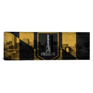Baltimore Flag, Grunge Skyline Panoramic Graphic Art on Canvas