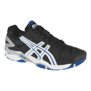 Asics Mens Gel Resolution 5 Black and Blue Tennis Shoes   16985998