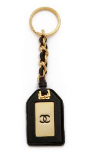 What Goes Around Comes Around Vintage Chanel Leather Tag Keychain