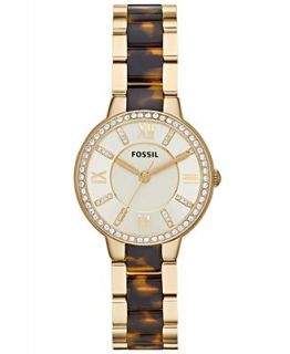 Fossil Womens Virginia Tortoise Acetate and Gold Tone Stainless Steel