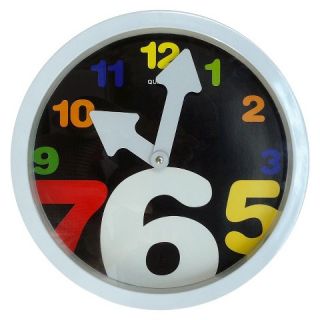 Motions Wall Clock with Colored Numbers   White
