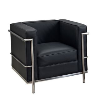 Le Corbusier Style LC2 Genuine Leather and Steel Chair  