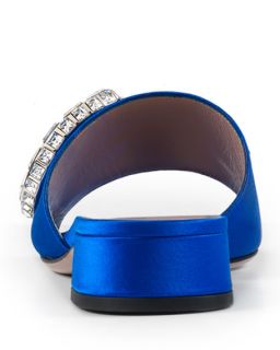 Gucci Crystal Horsebit Sandal Slide, Deep Sapphire (Zaffiro)