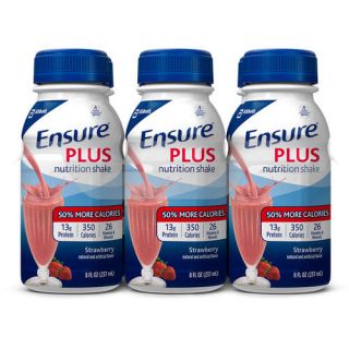 Ensure Plus Nutrition Shake, Strawberry, 8 fl oz (Pack of 6)