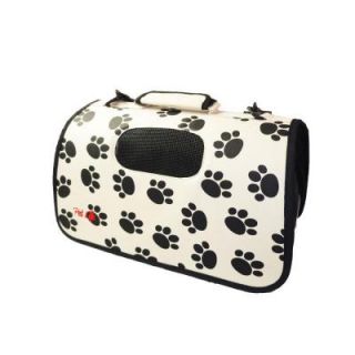 PET LIFE Airline Approved Zippered Folding Cage Carrier in Paw Print Design   Large B8PPLG