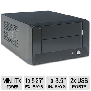 Apex MI Series Mini ITX Computer Case   1 x 5.25 Drive Bays, 2 x 3.5 Drive Bays, 250W PSU, 2 x USB 2.0 Port, 2 x Audio Port, Black (MI 100 BK)