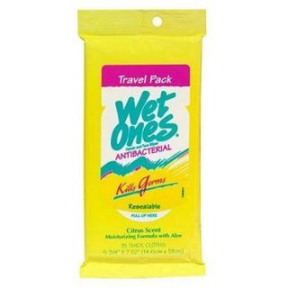 Wet Ones Citrus Antibacterial Hand Wipes Travel Pack, 15 Count