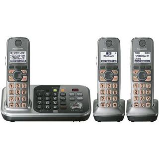 Panasonic KX TG7743S DECT 6.0 Link to Cell via Bluetooth Cordless Phone with Answering System, Silver, 3 Handsets