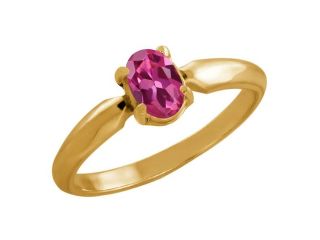 0.50 Ct Oval Pink Tourmaline 14K Yellow Gold Ring