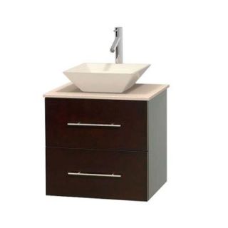 Wyndham Collection Centra 24 in. Vanity in Espresso with Marble Vanity Top in Ivory and Bone Porcelain Sink WCVW00924SESIVD2BMXX