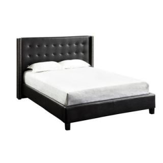 HomeSullivan Franklin Park Bonded Leather Queen Size Platform Bed in Black 40315B722W(3A)[BED]