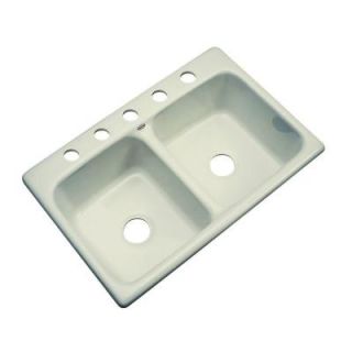 Thermocast Newport Drop In Acrylic 33 in. 5 Hole Double Bowl Kitchen Sink in Jersey Cream 40506