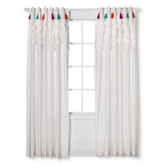 Boho Boutique Tassel Curtain Panel   White (84)