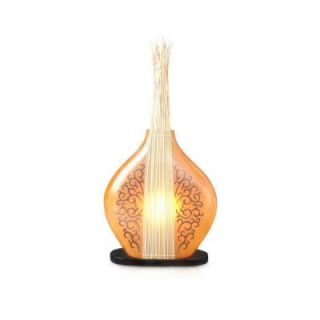 Jeffan Pinnacle 26 in. Amber Brown Table Lamp Accented With Natural Fiber And Scroll Design LM 2229