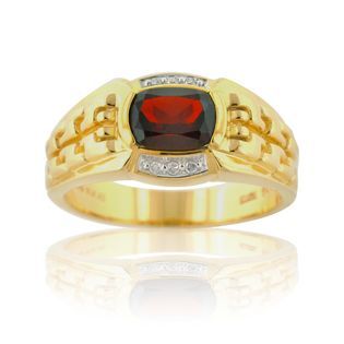 Mens Diamond Accent Garnet Ring in Gold over Sterling Silver   Jewelry