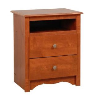 Prepac Monterey 2 Drawer Tall Nightstand with Open Cubbie in Cherry CDC 2428