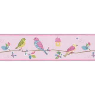 8 in. W x 10 in. H Social Birdie Pink Quilted Birds Border Sample 443B90521SAM