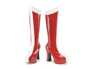 Funtasma Exotica 305 Red White Stretch Pat Wonder Woman Boot 4 Inch Size 12
