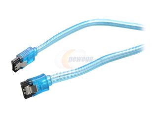 Rosewill RCAB 11037 10" SATA III UV Blue Flat Cable w/ Locking Latch, Supports 6 Gbps, 3 Gbps, and 1.5 Gbps Transfer Rate
