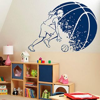 Basketball Girl Player Blue Sticker Vinyl Wall Art   17224375