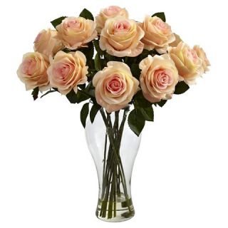 Nearly Natural Blooming Roses w/Vase