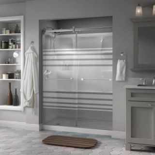 Delta Lyndall 60 in. x 71 in. Semi Framed Contemporary Style Sliding Shower Door in Chrome with Transition Glass 2439182