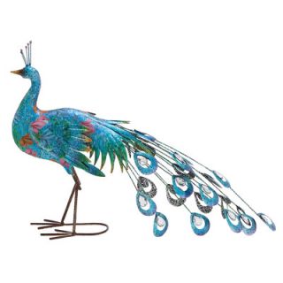 Woodland Imports Metal Crafted Peacock Décor Statue