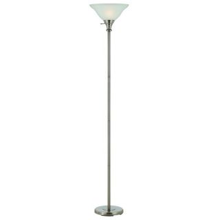 Axis 21 in 3 Way Switch Brushed Steel Torchiere Indoor Floor Lamp with Glass Shade