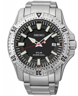 Seiko Mens Solar Dive Stainless Steel Bracelet Watch 45mm SNE279