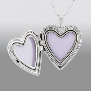 Polished and Satin Cross Heart Shaped Locket in Sterling Silver