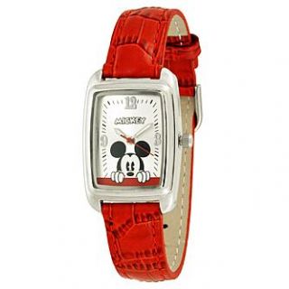 Disney Ladies Disney Mickey Mouse Watch w/Square Silvertone Case