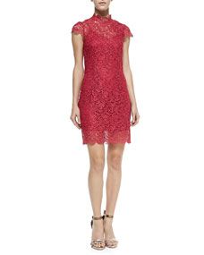 Cusp by Short Sleeve Scalloped Lace Dress