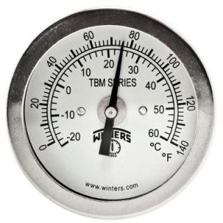 Winters Instruments TBM Series 2 in. Dial Thermometer with Fixed Center Back Connection and 2.5 in. Stem with Range of 0 140°F/C TBM20025B3