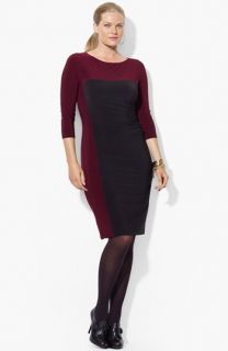 Lauren Ralph Lauren Colorblock Jersey Sheath Dress (Plus Size)