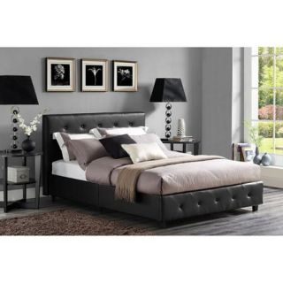 Dakota Faux Leather Upholstered Bed, Black, Multiple Sizes
