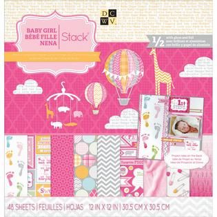 Baby Girl 3 Paper Stack 12X12 24 Designs/2 Each, 12 W/Gloss Or Foil