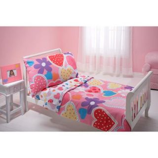 DISCONTINUED   Everything for Kids Hearts 4 piece Toddler Bedding Set