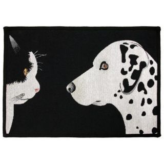 Park B Smith Ltd PB Paws & Co. Black / White Best Friends Tapestry Indoor/Outdoor Area Rug