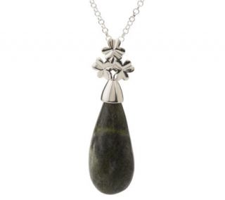 Connemara Marble S/S Shamrock Drop Pendant with Chain —