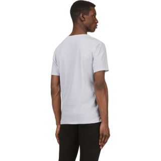 Rag & Bone White & Grey Striped Pocket T Shirt