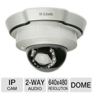 D Link Indoor Dome WDR IP Camera   VGA (640 x 480), PoE, 10/100 Ethernet Port, 2 Way Audio, Indoor Only (DCS 6111)