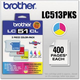 Brother Tri Color Inkjet Print Cartridge, 3pk (LC513PKS)