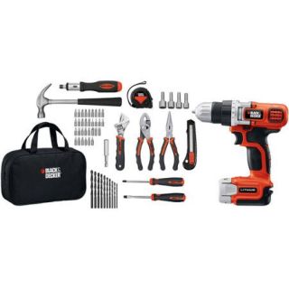 Black and Decker 58pc Project Kit with 12V Lithium Drill/Driver, LDX112PK