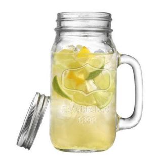 Home Essentials and Beyond He Hand Mason Jar Glass with Lid (Set of 2)